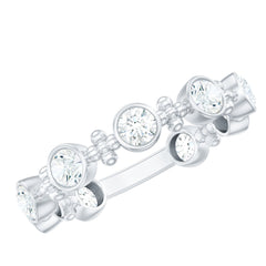 Certified Moissanite Stackable Wedding Band in Bezel Setting