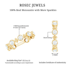 Certified Moissanite Stackable Wedding Band in Bezel Setting