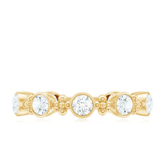 Certified Moissanite Stackable Wedding Band in Bezel Setting