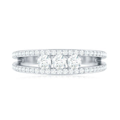 Certified Moissanite 3 Stone Anniversary Ring for Women