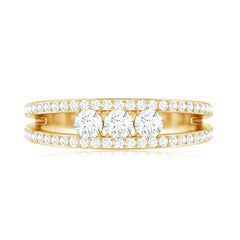 Certified Moissanite 3 Stone Anniversary Ring for Women