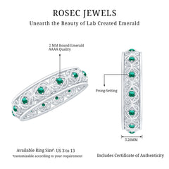 Vintage Style Lab Grown Emerald Celtic Knot Wedding Band