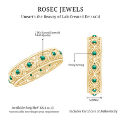 Vintage Style Lab Grown Emerald Celtic Knot Wedding Band