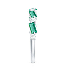 Certified Baguette Lab Grown Emerald Half Eternity Ring with Diamond