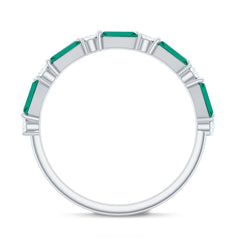 Certified Baguette Lab Grown Emerald Half Eternity Ring with Diamond