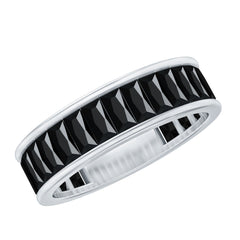 Baguette Cut Black Onyx Wedding Band in Channel Setting