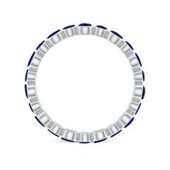 Bezel Set Round Created Blue Sapphire Unique Full Eternity Ring