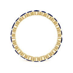 Bezel Set Round Created Blue Sapphire Unique Full Eternity Ring