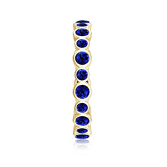 Bezel Set Round Created Blue Sapphire Unique Full Eternity Ring