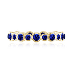 Bezel Set Round Created Blue Sapphire Unique Full Eternity Ring