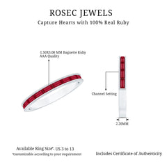 Natural Baguette Ruby Half Eternity Ring for Women