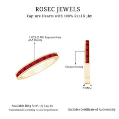 Natural Baguette Ruby Half Eternity Ring for Women