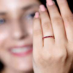 Natural Baguette Ruby Half Eternity Ring for Women