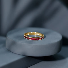 Natural Baguette Ruby Half Eternity Ring for Women