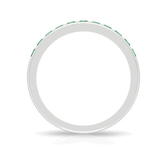 Channel Set Princess Cut Lab Grown Emerald Half Eternity Band with Certificate