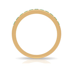 Channel Set Princess Cut Lab Grown Emerald Half Eternity Band with Certificate