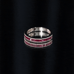 Baguette Cut Lab Grown Ruby Milgrain Band Ring