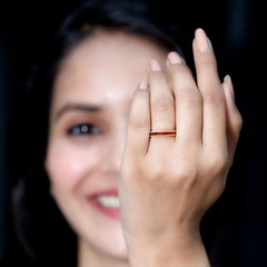 Baguette Cut Lab Grown Ruby Milgrain Band Ring