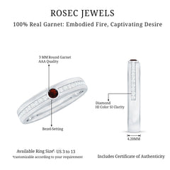 Natural Garnet Diamond Wide Wedding Band