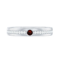 Natural Garnet Diamond Wide Wedding Band