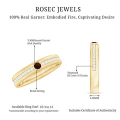Natural Garnet Diamond Wide Wedding Band