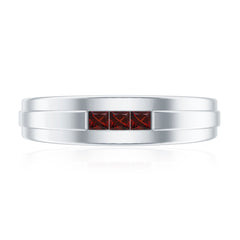 Classic Princess Cut Garnet Wedding Band with Certificate