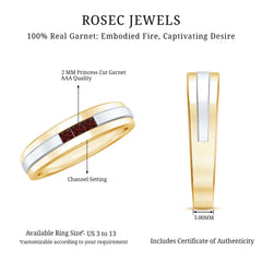 Classic Princess Cut Garnet Wedding Band with Certificate
