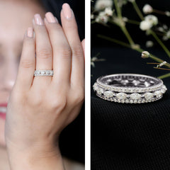 Marquise and Round Shape Moissanite Designer Wedding Band Ring