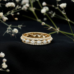 Marquise and Round Shape Moissanite Designer Wedding Band Ring