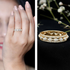 Marquise and Round Shape Moissanite Designer Wedding Band Ring