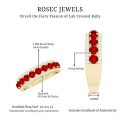 1.75 CT Created Ruby Anniversary Ring with Diamond Accent