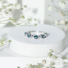 Bezel Set London Blue Topaz Semi Eternity Band