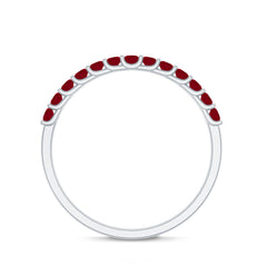 Genuine Ruby Half Eternity Stackable Ring for Women