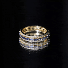 Lab Grown Blue Sapphire Eternity Wedding Band With Natural Diamond