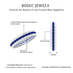Lab Grown Blue Sapphire Eternity Wedding Band With Natural Diamond