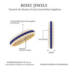 Lab Grown Blue Sapphire Eternity Wedding Band With Natural Diamond