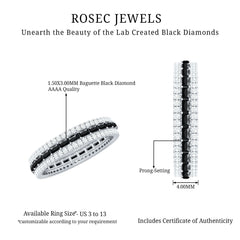 Lab Grown Black Diamond and Moissanite Three Row Wedding Band