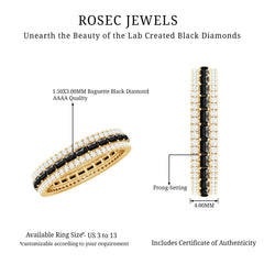Lab Grown Black Diamond and Moissanite Three Row Wedding Band