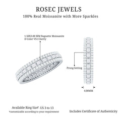 Certified Moissanite 3 Row Eternity Band For Women