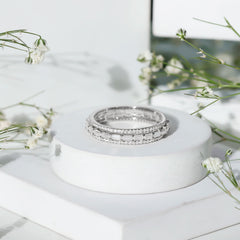 Certified Moissanite 3 Row Eternity Band For Women