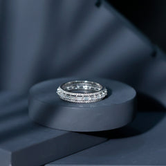 Certified Moissanite 3 Row Eternity Band For Women