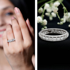 Certified Moissanite 3 Row Eternity Band For Women