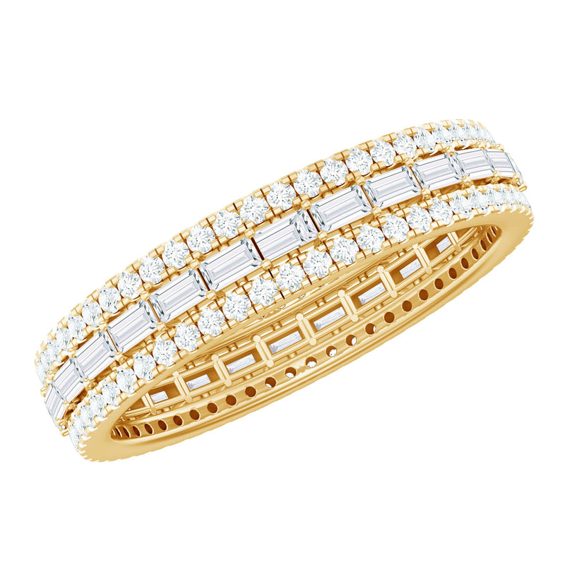 Certified Moissanite 3 Row Eternity Band For Women