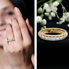 Certified Moissanite 3 Row Eternity Band For Women