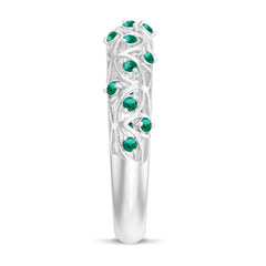 Certified Lab Grown Emerald Half Eternity Band with Filigree Details