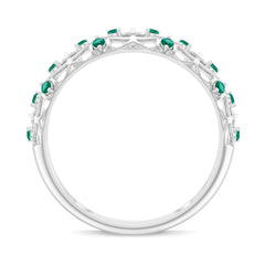 Certified Lab Grown Emerald Half Eternity Band with Filigree Details