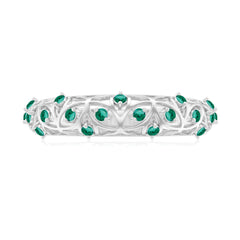 Certified Lab Grown Emerald Half Eternity Band with Filigree Details