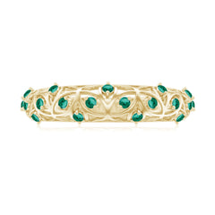 Certified Lab Grown Emerald Half Eternity Band with Filigree Details
