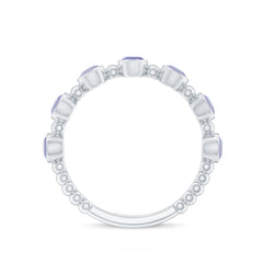 Natural Tanzanite Half Eternity Ring in Bezel Setting