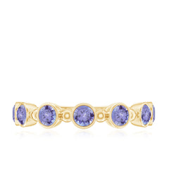 Natural Tanzanite Half Eternity Ring in Bezel Setting